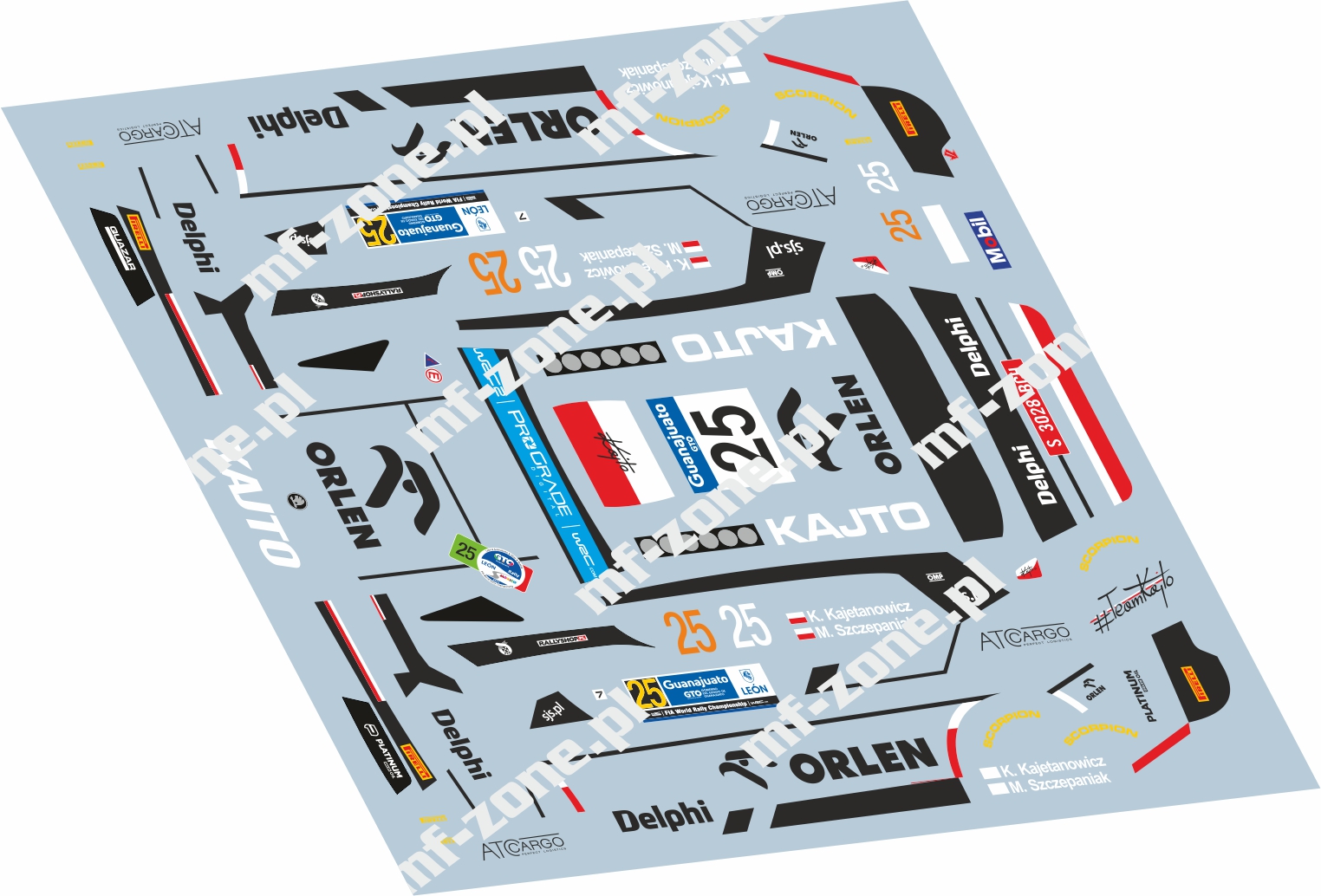 Decal 1/43 MF Zone - Skoda Fabia Rally2 evo K. Kajetanowicz – Rally Maxico 2023