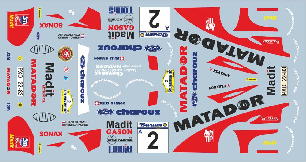 Decal 1/43 MF Zone - Ford Escort RS Cosworth/ Chovanec – Barum Rally 1997