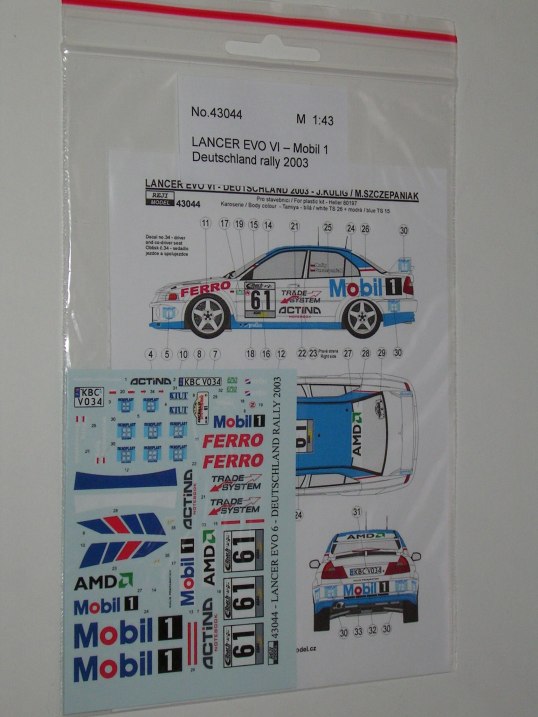 Decal 1/43 Reji Model - Mitsubishi Lancer EvoVI - Rally Deutschland 03/ Kulig