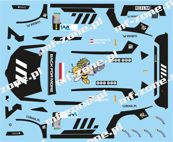 Decal 1/43 MF Zone - Skoda Fabia Rally2 evo M. Lubiak – Tech-Mol Rally 2023