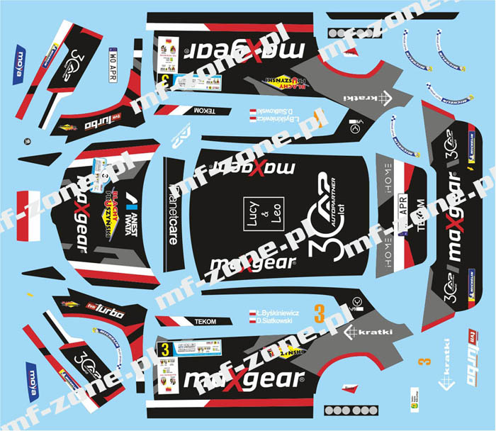 Decal 1/43 MF Zone - Skoda Fabia Rally2 evo Ł. Byśkiniewicz – 51. Rajd Świdnicki