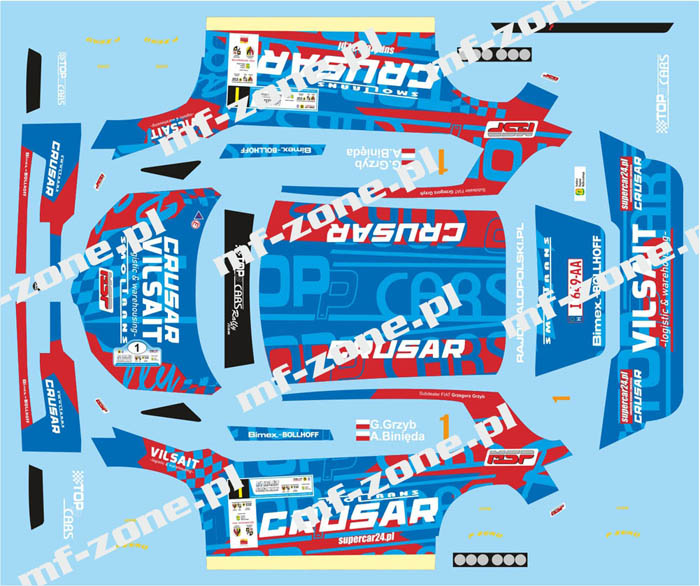 Decal 1/43 MF Zone - Skoda Fabia Rally2 evo G. Grzyb – 51. Rajd Świdnicki 2023
