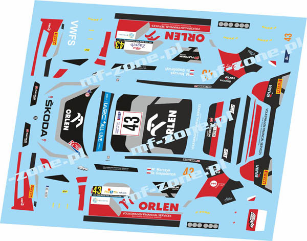Decal 1/43 MF Zone - Skoda Fabia R5 Marczyk Croatia Rally 2022