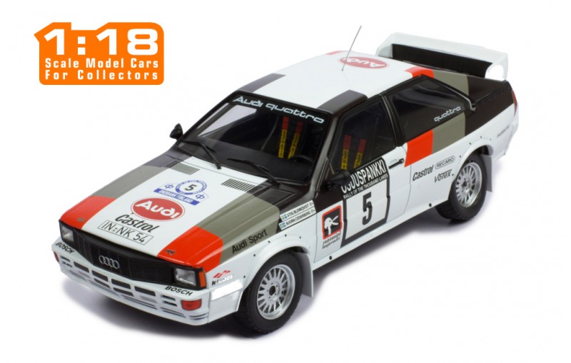 1/18  AUDI QUATTRO #5 STIG BLOMQUIST - BJORN CEDERBERG - RALLY 1000 LAKES 1982