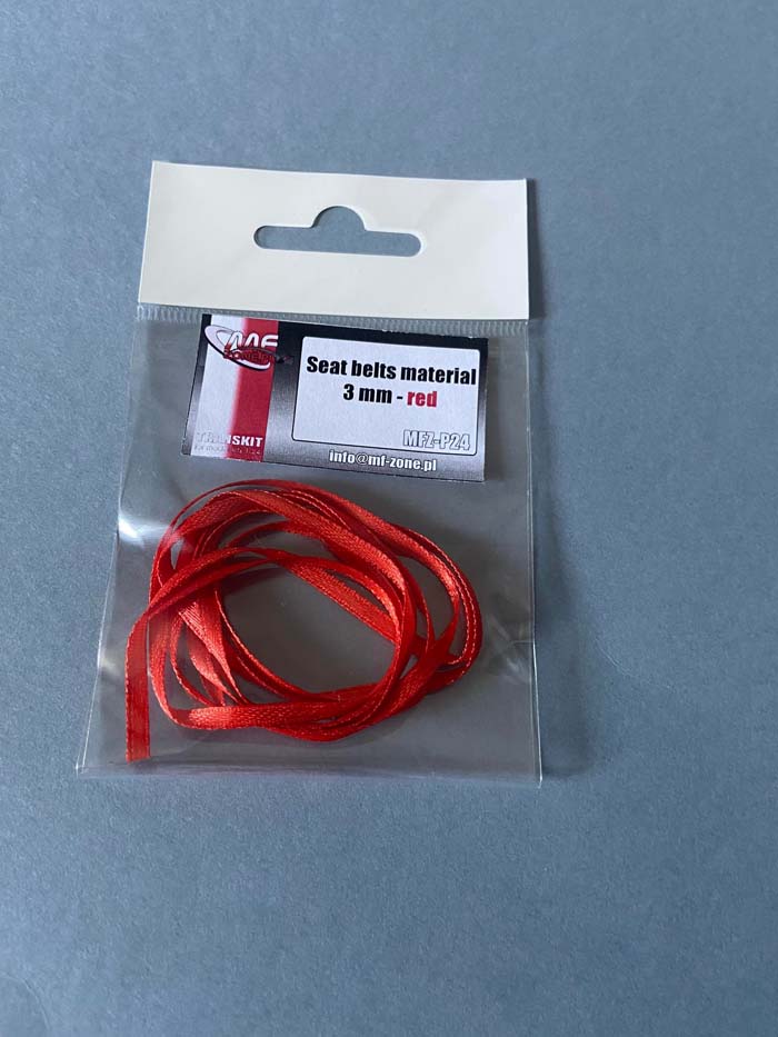1/24 MF Zone - Materiál na bezpečnostní pásy šíře 3mm – ČERVENÁ