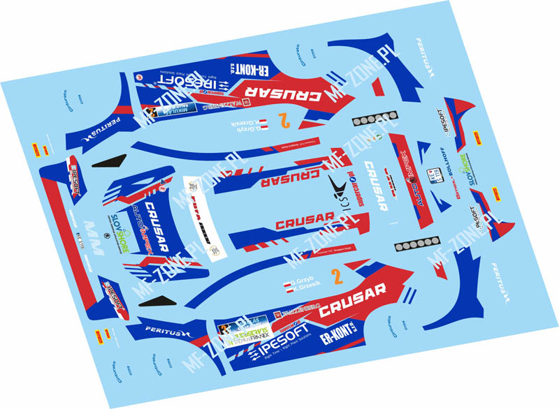 Decal 1/43 MF Zone - Skoda Fabia R5 G. Grzyb / K. Grzesik – Mikulas Rally is life Slusovice 2018