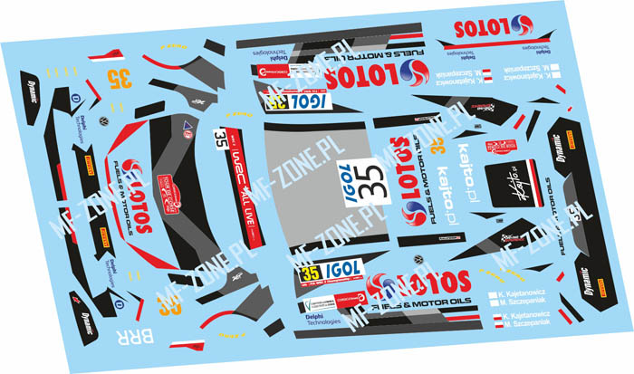 Decal 1/43 MF Zone - Volkswagen Polo GTI R5 K. Kajetanowicz – 62. Tour de Corse 2019