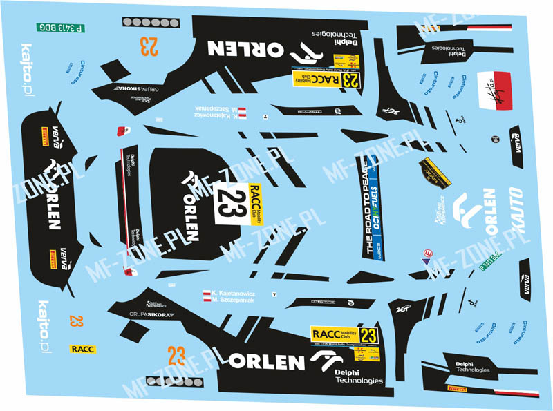 Decal 1/43 MF Zone - Skoda Fabia R5 K. Kajetanowicz – 57. RallyRACC Catalunya 2022