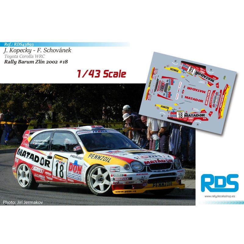 Decal 1/43 - Jan Kopecky -  Toyota Corolla WRC - Rally Barum 2022