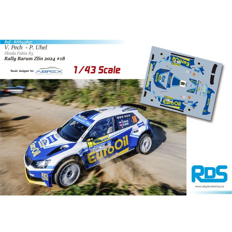 Decal 1/43 - Václav Pech - Skoda Fabia R5 - Rally Barum 2024