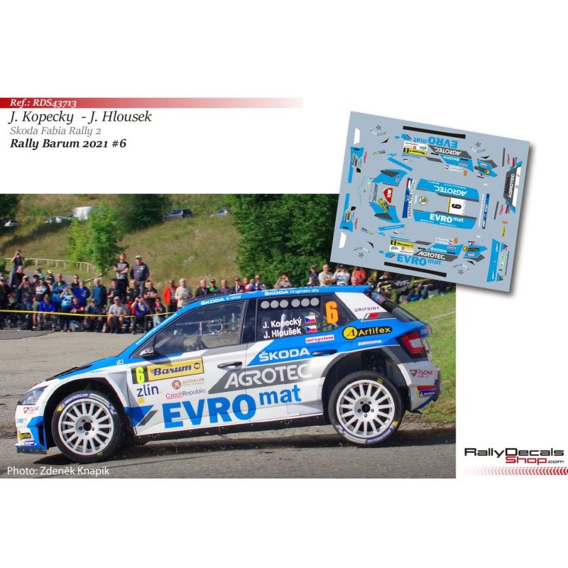 Decal 1/43 - Jan Kopecky - Skoda Fabia Rally 2 Evo - Rally Barum 2021
