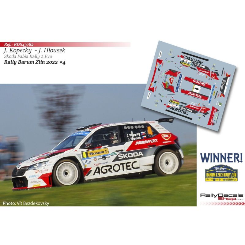 Decal 1/43 - Jan Kopecky - Skoda Fabia Rally 2 Evo - Rally Barum 2022