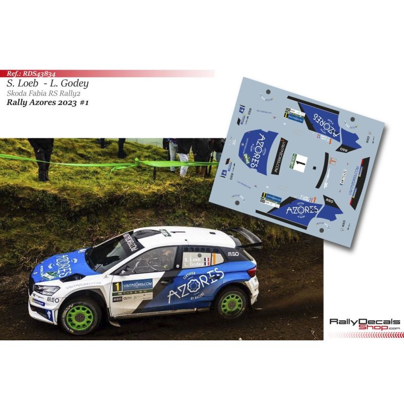Decal 1/43 - Sebastien Loeb - Skoda Fabia RS Rally2 - Rally Azores 2023