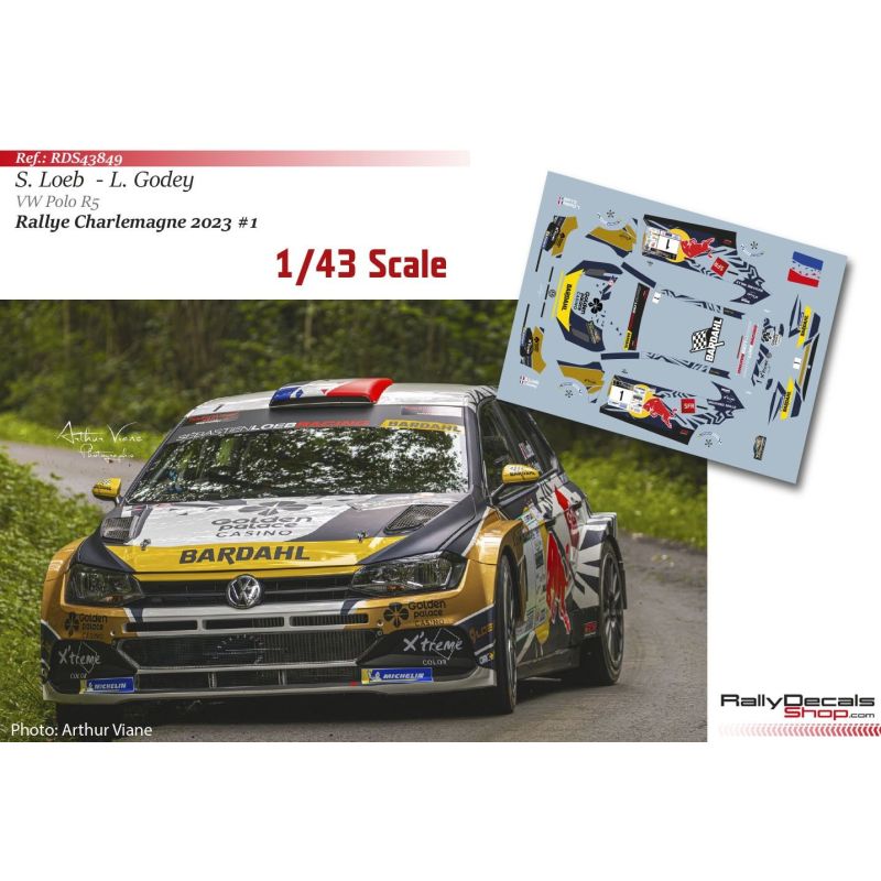 Decal 1/43 - Sébastien Loeb - VW Polo R5 - Rally Charlemagne 2023