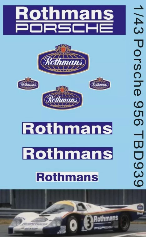 Decals "Rothmans" Porsche 956 1983