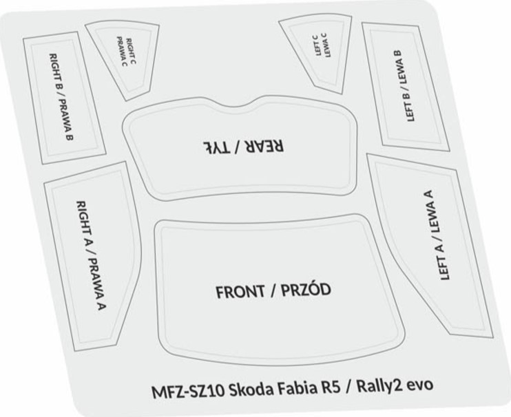 window paint masks 1/24 MF Zone - Škoda Fabia R5 / Rally2 evo