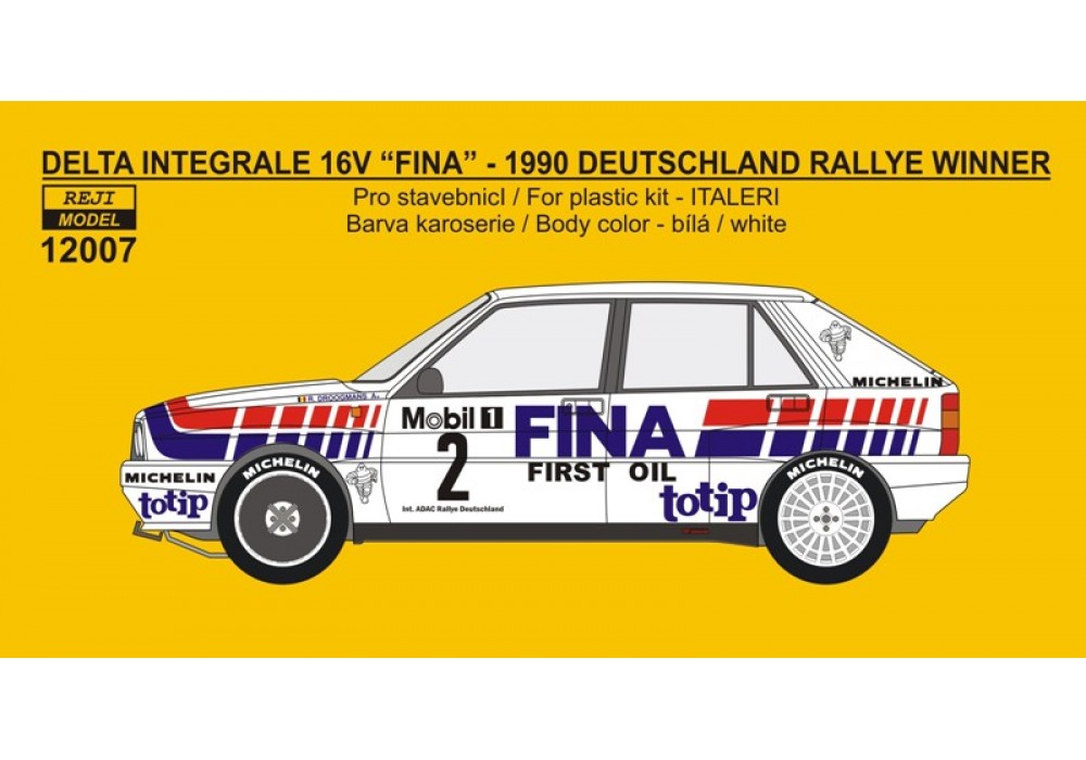 Decal 1/12 Reji model - Lancia Integrale 16V „FINA“ - 1990 Deutschland rallye winner