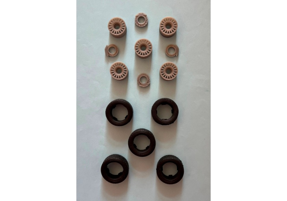 1/24 Reji Model - Wheels + rubber tires + brake disc ( gravel ) - Citroen C4 WRC