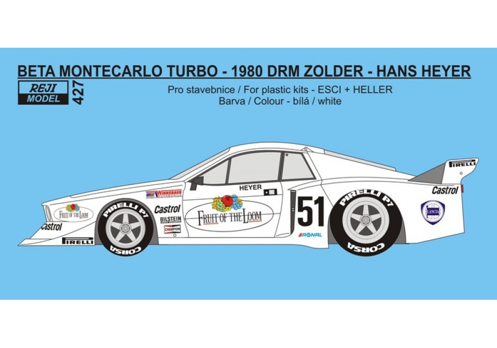 Decal 1/24 - Lancia Beta Montecarlo Turbo - 1980 DRM Zolder #51 - Heyer