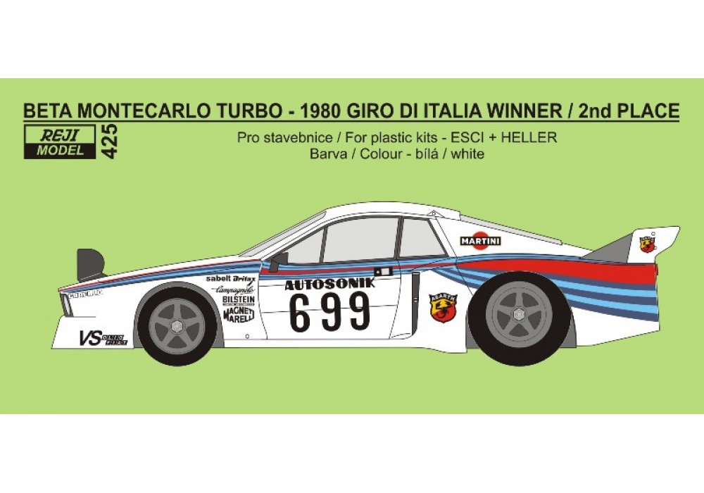 Decal 1/24 - Lancia Beta Montecarlo Turbo - 1980 Giro d'Italia # 698 / 699