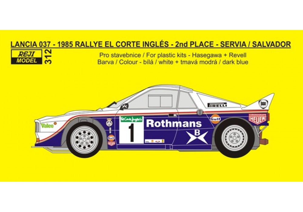 Decal 1/24 - Lancia 037 „Rothmans“ Rallye El Corte Inglés 1985