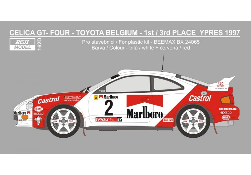 Decal 1/24 - Toyota Celica GT Four - 1997 Rally Ypres #2 Loix / #4 Aghini