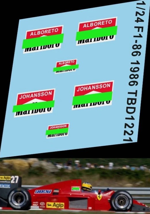 Decals "MARLBORO" - Ferrari F1-86 1986