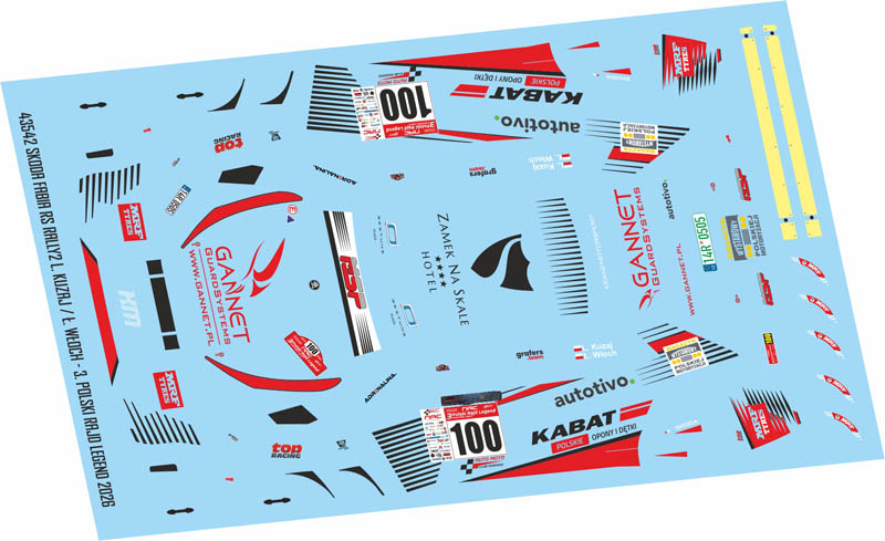 Decal 1/43 MF Zone - Skoda Fabia RS Rally2 L. Kuzaj – 3. Polski Rajd Legend 2026