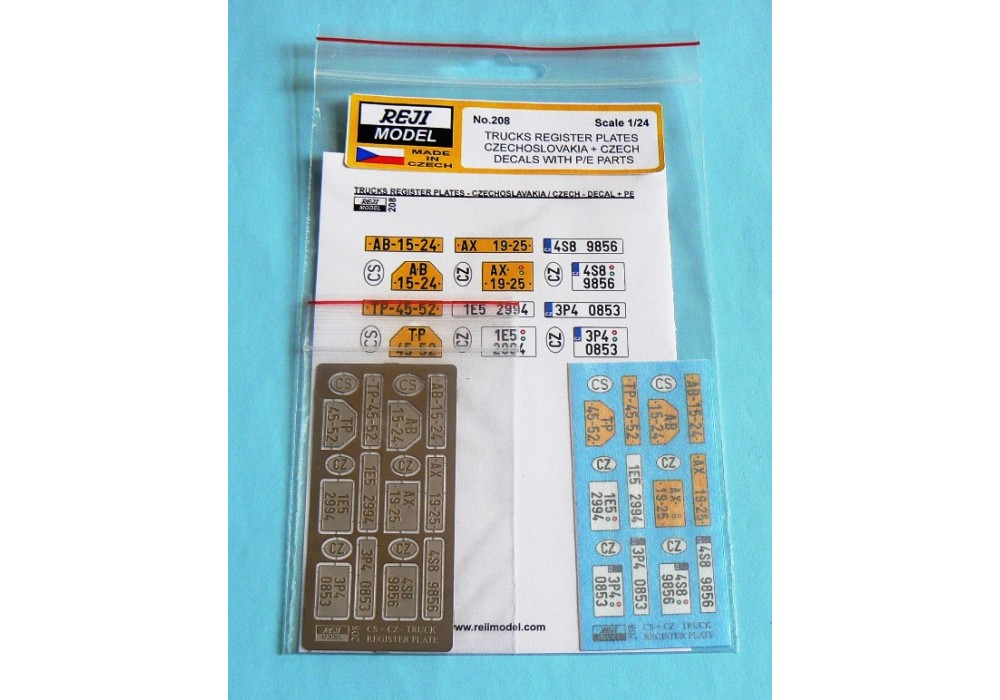 Decal + P/E 1/24 - Czechoslovak + Czech register plates for trucks