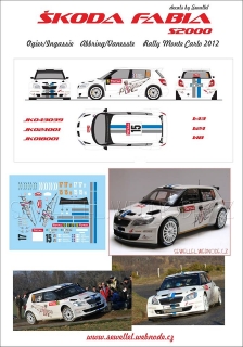 1:24 Škoda Fabia S2000 - Rally Monte Carlo 2012/ Ogier or Abbring - obtisky 1:24