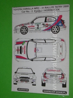 Decal 1/43 MF Zone - Toyota Corolla WRC Kuzaj / Horniacek - 31 Rallye Tatry 2000