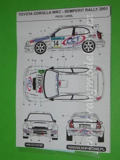 Decal 1/43 MF Zone - Toyota Corolla WRC Pech / Uhel - Semperit Rally 2001