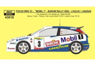 Decal 1/43 Reji Model - Ford Focus WRC - Barum Rally 2002/ J. Kulig