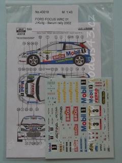Decal 1/43 Reji Model - Ford Focus WRC - Barum Rally 2002/ J. Kulig