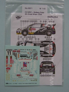 Decal 1/43 Reji Model - Citroen C4 WRC - Rally GB 2009/ P. Solberg