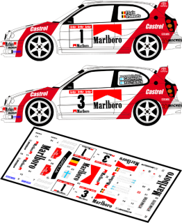 Decal 1/43 MF Zone - Toyota Corolla WRC - 29 Bianchi Rally 1998