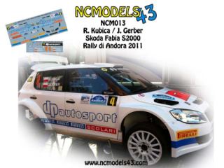 Decal 1/43 NCmodels43 - Robert Kubica - Skoda Fabia S2000 - Rally di Andora 2011