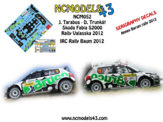 Decal 1/43 NCmodels43 - J Tarabus - Skoda Fabia S2000 - Rally Zlin Barum 2012