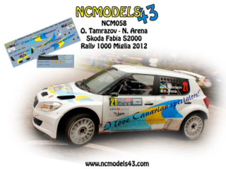 Decal 1/43 NCmodels43 - O Tamrazov - Skoda Fabia S2000 - Rally 1000 Miglia 2012