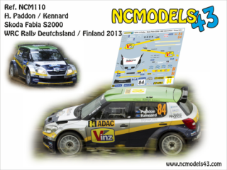 Decal 1/43 NCmodels43 - H. Paddon - Skoda Fabia S2000 - Rally Alemania 2013
