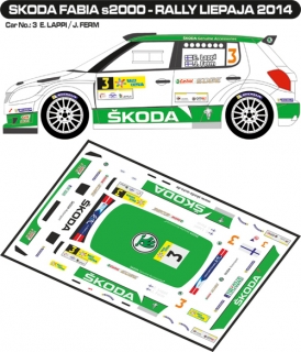 Decal 1/43 MF Zone - Škoda Fabia S2000 E.Lappi - Rally Liepaja 2014