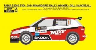 Decal 1/24 Reji model - Škoda Fabia S2000 - Whangarei Rally 2014/ Gill