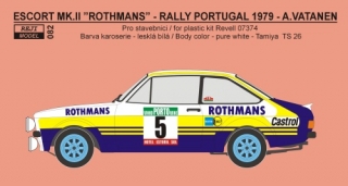 Decal 1/24 Reji model - Ford Escort MK.II - Rally Portugal 1979 - Vatanen