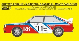 Decal 1/24 Reji model - Audi Quattro - Rally Monte Carlo / San Remo 1982 