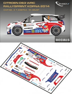 Decal 1/43 MF Zone - Citroen DS3 WRC T. Kostka - Rallysprint Kopná 2014