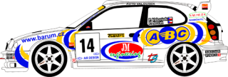 Decal 1/24 MF Zone - Toyota Corolla WRC - Valoušek/ Sprintrally Sosnová 2001