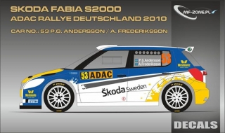 Decal 1/24 MF Zone - Škoda Fabia S2000 - P.G.Andersson/ Rallye Deutschland 2010 