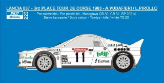 Decal 1/24 Reji model -  Lancia 037 „Benetton“ - 3rd Tour de Corse 1983