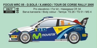 Decal 1/24 Reji model - Ford Focus WRC 04 Tour de Corse 2005 – D.Solá