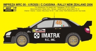 Decal 1/24 Reji model - Subaru Impreza WRC 05 Rally New Zealand 2006 - V.Rossi